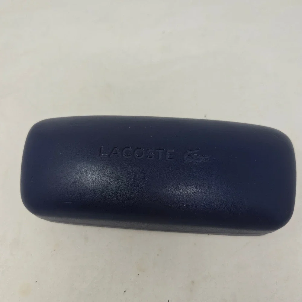 Lacoste Navy Blue Hard Shell Eyeglass Case With‎ Logo And Quote PRC-JS-01